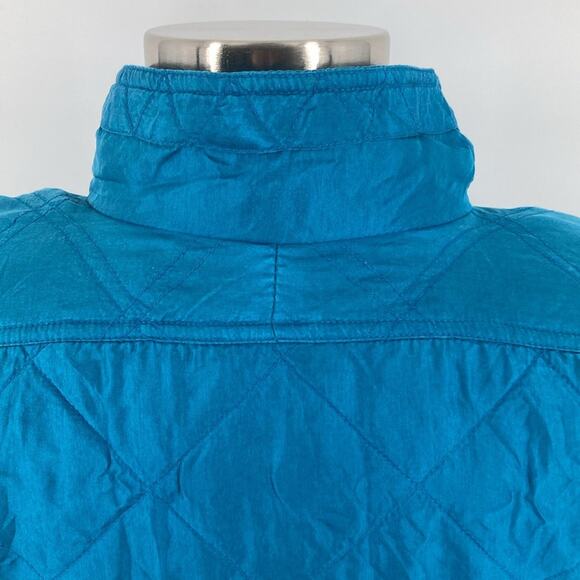 Lavon Womens Vintage Turquoise Silk Zip Up Snap Front Quilted Spring Jacket M - Picture 7 of 14